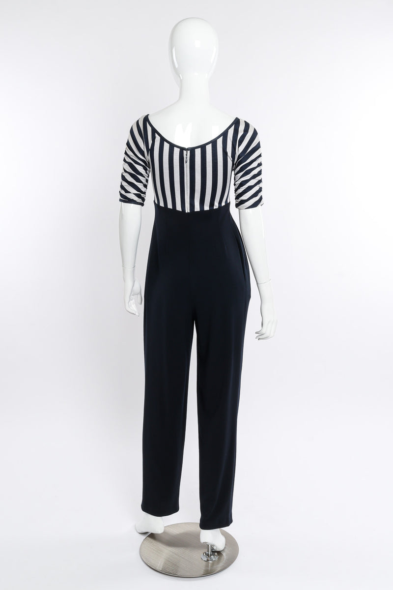 Vintage Geoffrey Beene Striped Jumpsuit back view on mannequin @Recessla