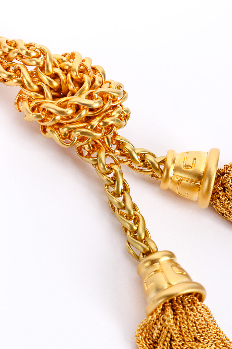 Vintage Givenchy Knotted Double Tassel Necklace knot closeup @recessla