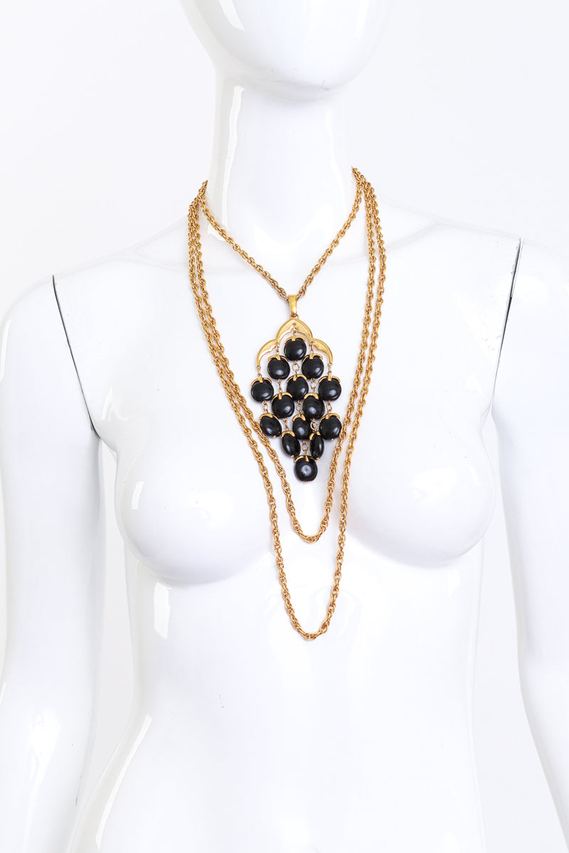 Trifari Layered Jet Drop Waterfall Necklace @RECESS LA