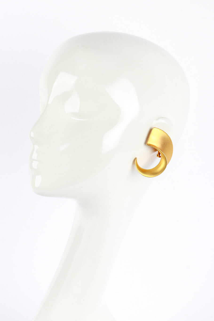 Clara Studio Large Brushed Curve Earrings mannequin @RECESS LA