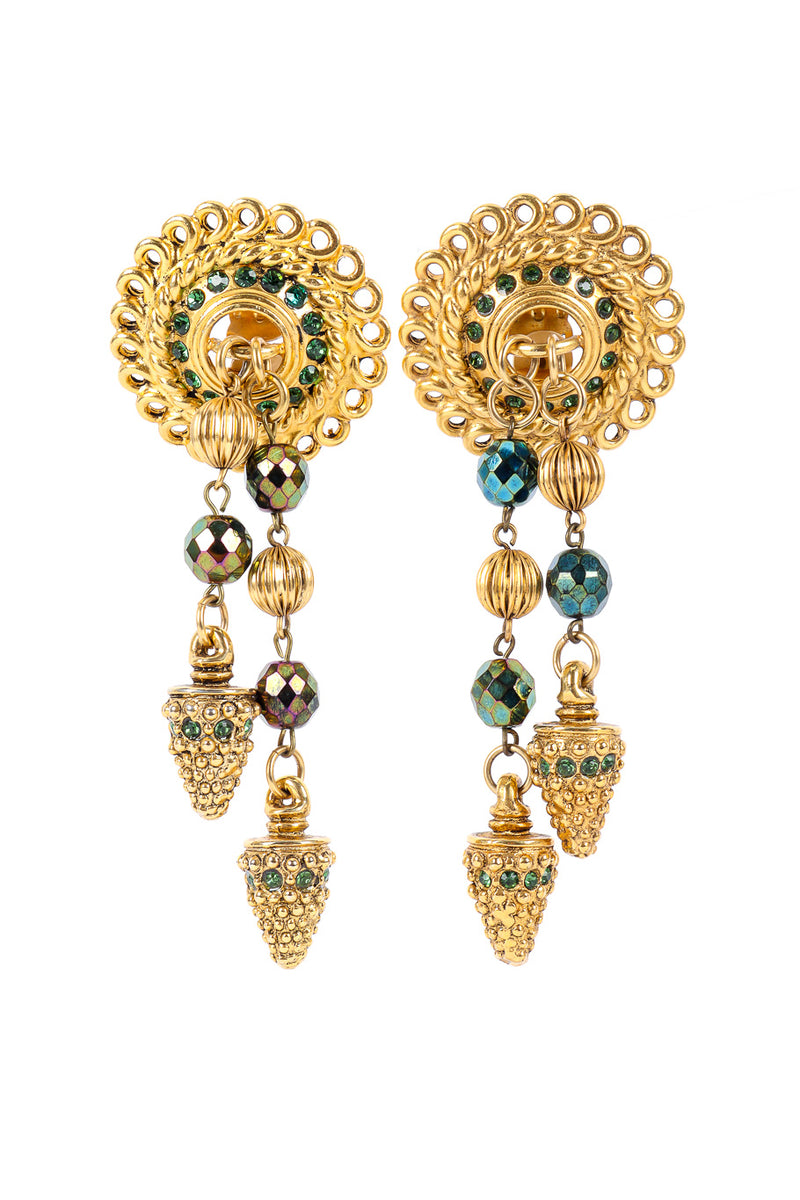 Vintage Claire Deve Byzantine Charm Drop Earrings front view @Recessla