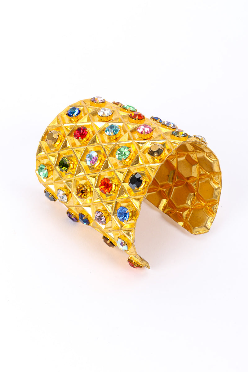 Vintage Crystal Honeycomb Cuff Bracelet 3/4 front @recessla