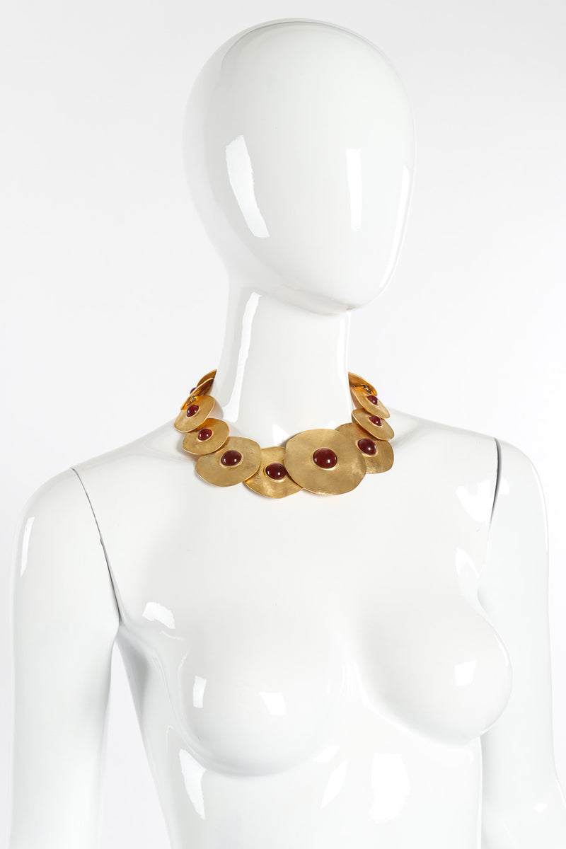 Vintage Modernist Disc Collar Necklace on mannequin @Recessla