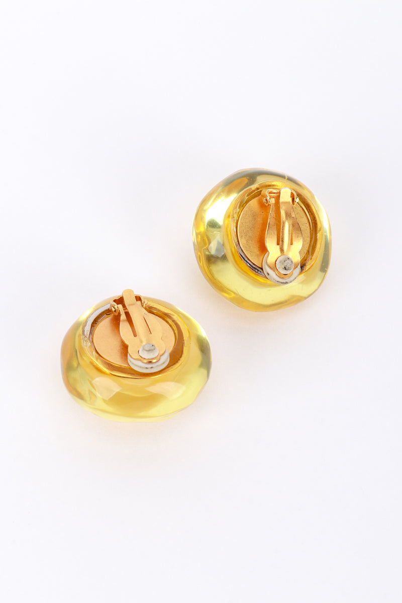 Vintage Golden Lucite Domed Button Earrings backs @RECESS LA