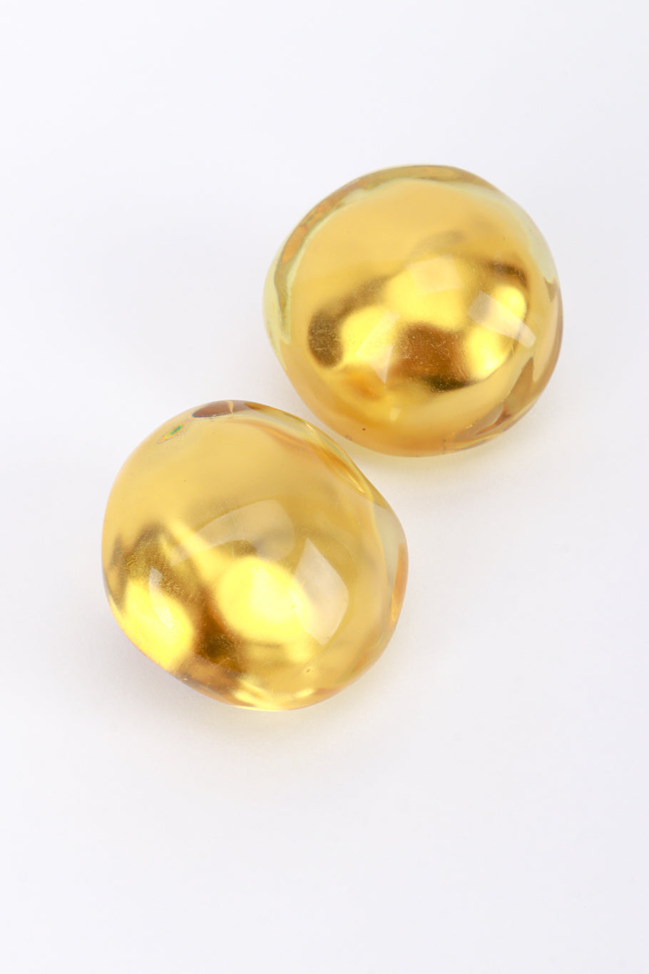 Vintage Golden Lucite Domed Button Earrings @RECESS LA