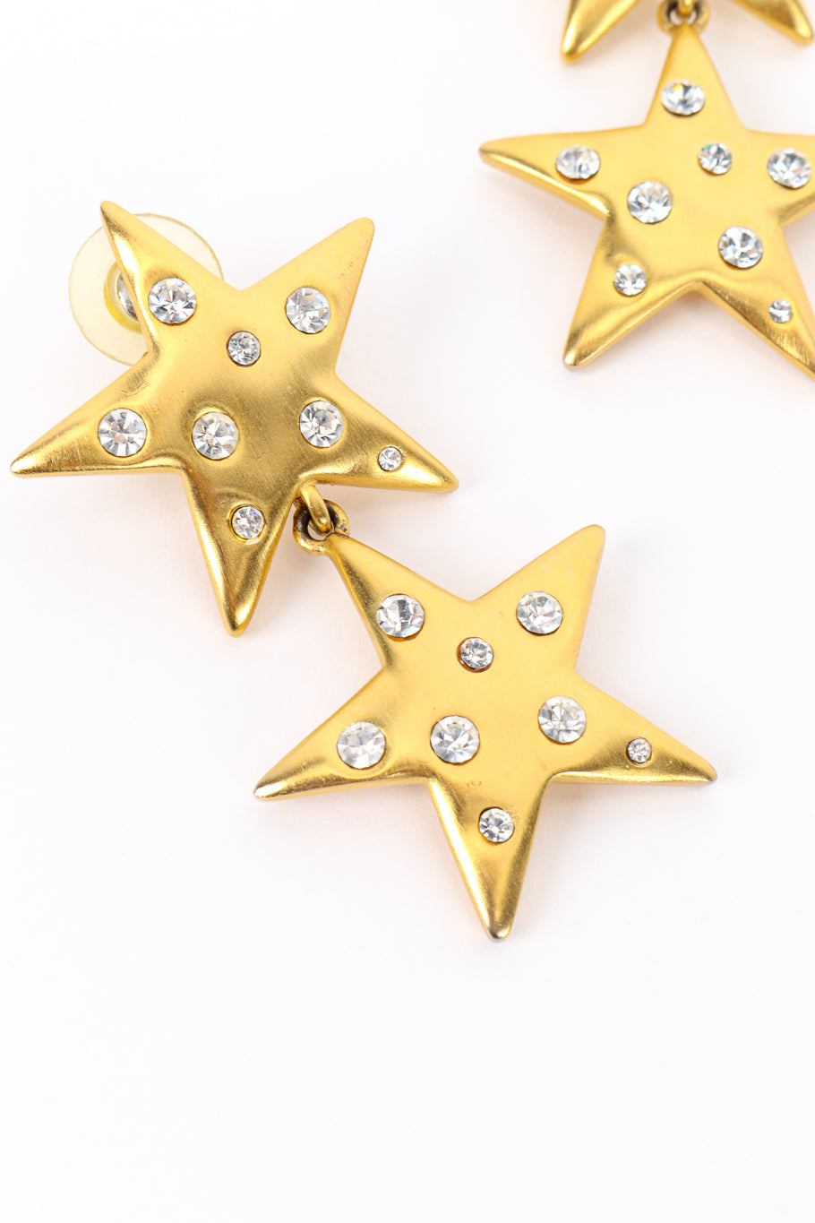 Vintage Kenneth Jay Lane Crystal Star Drop Earrings crystal closeup @recess la