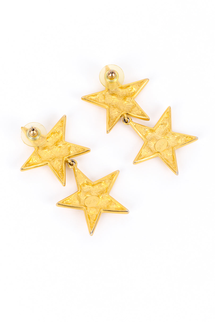 Vintage Kenneth Jay Lane Crystal Star Drop Earrings back @recess la