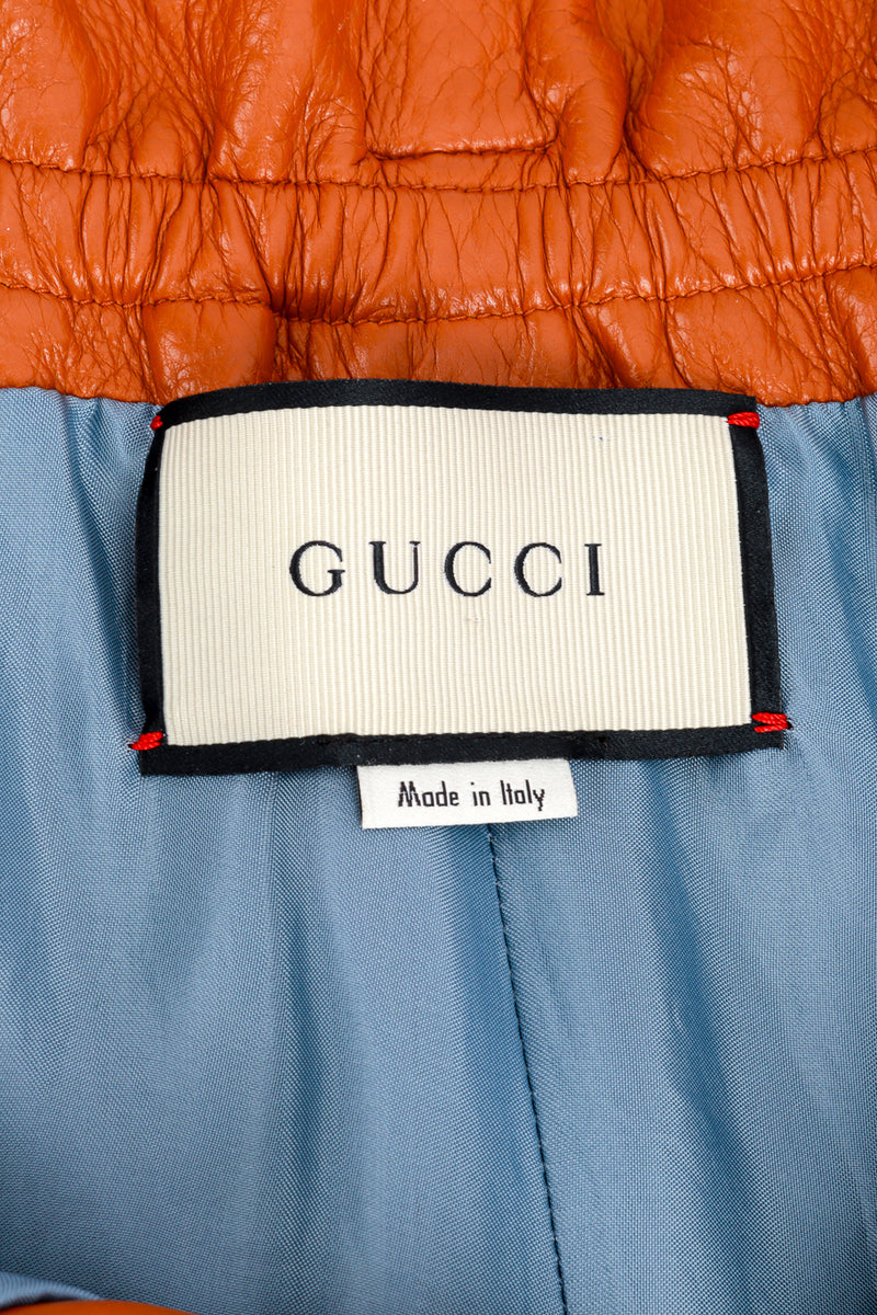 Gucci Tan Leather Paperbag Pants label @RECESS LA