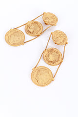 Vintage Oscar de la Renta Tethered Roman Coin Drop Earrings detail @recess la