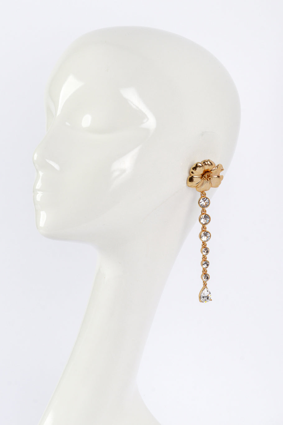 Vintage Oscar de la Renta Crystal Poppy Shoulder Duster Earrings on mannequin @recess la