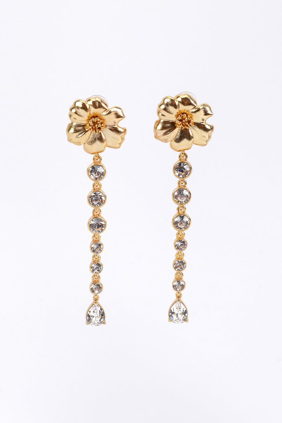 Vintage Oscar de la Renta Crystal Poppy Shoulder Duster Earrings front @recess la 