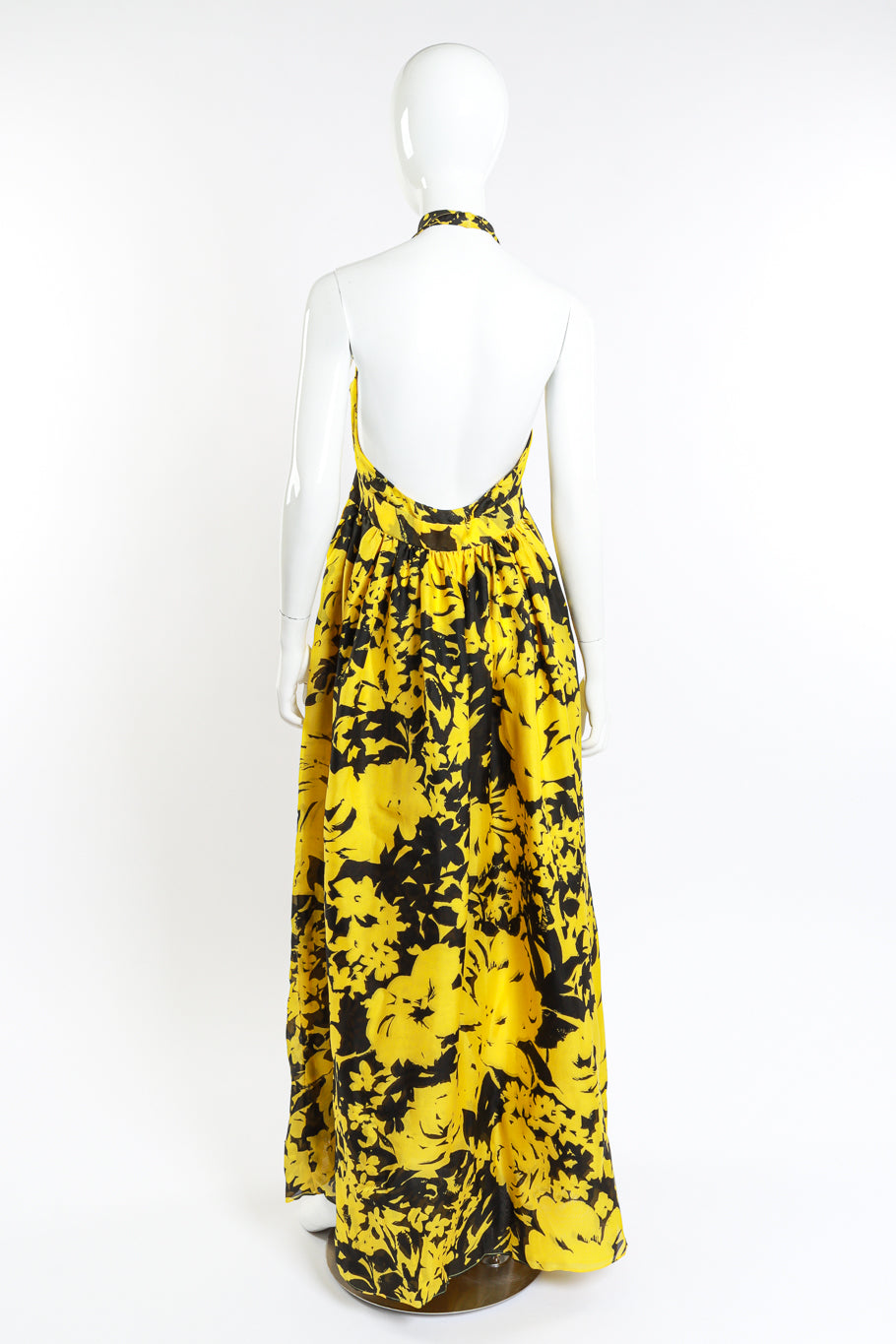 Halston Floral Tuxedo Halter Gown & Shawl on mannequin back @RECESS LA