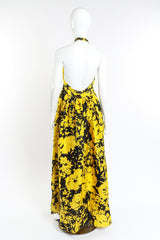 Halston Floral Tuxedo Halter Gown & Shawl on mannequin back @RECESS LA