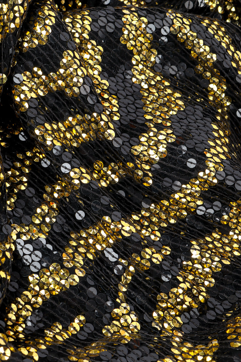 Vintage Halston Tiger Sequin Sheath Gown fabric closeup @recessla