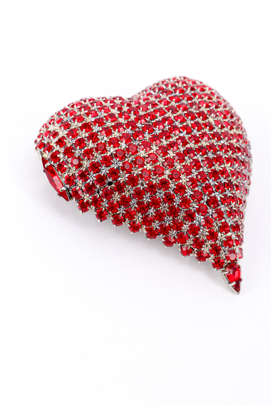 Vintage Dorothy Bauer Rhinestone Heart Brooch crystal closeup @recessla