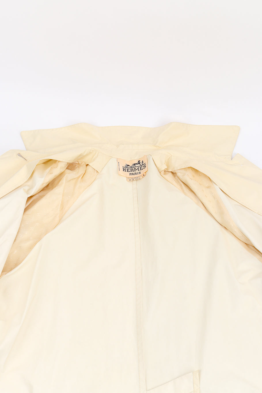 Vintage Hermés Silk Trench Coat view of interior @recess la