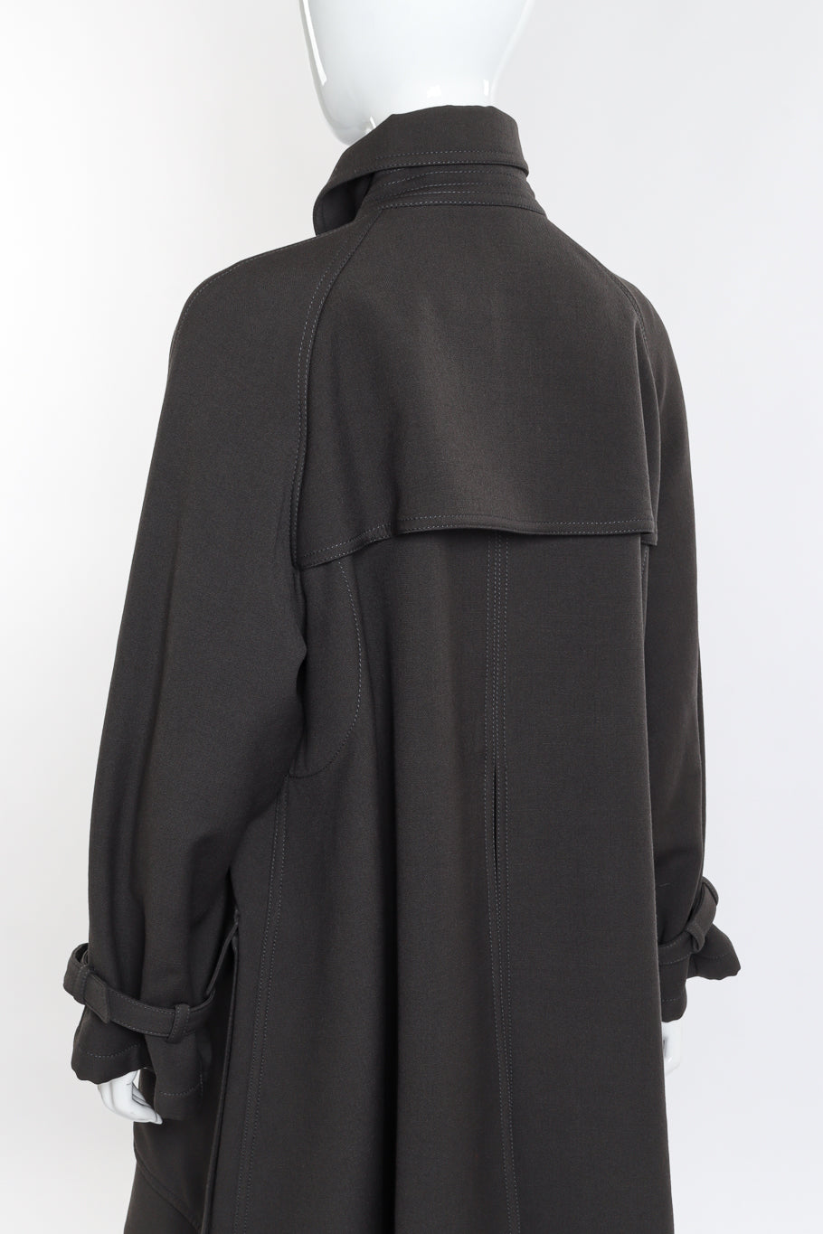 Vintage Hermés Wool Trench Coat back on mannequin closeup @recess la