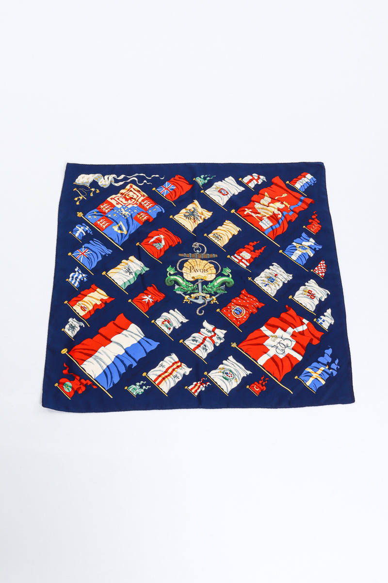 Vintage Hérmes Pavois 90 Silk Scarf laid flat @recess la