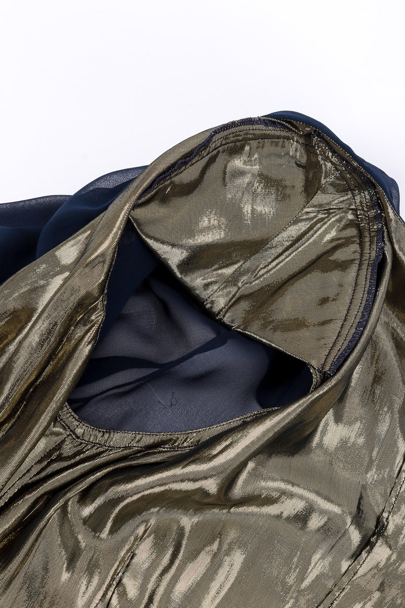 Vintage Holly's Harp Metallic Silk Wrap Dress armpit closeup @recessla