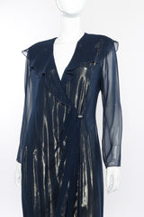 Vintage Holly's Harp Metallic Silk Wrap Dress front on mannequin closeup @recessla