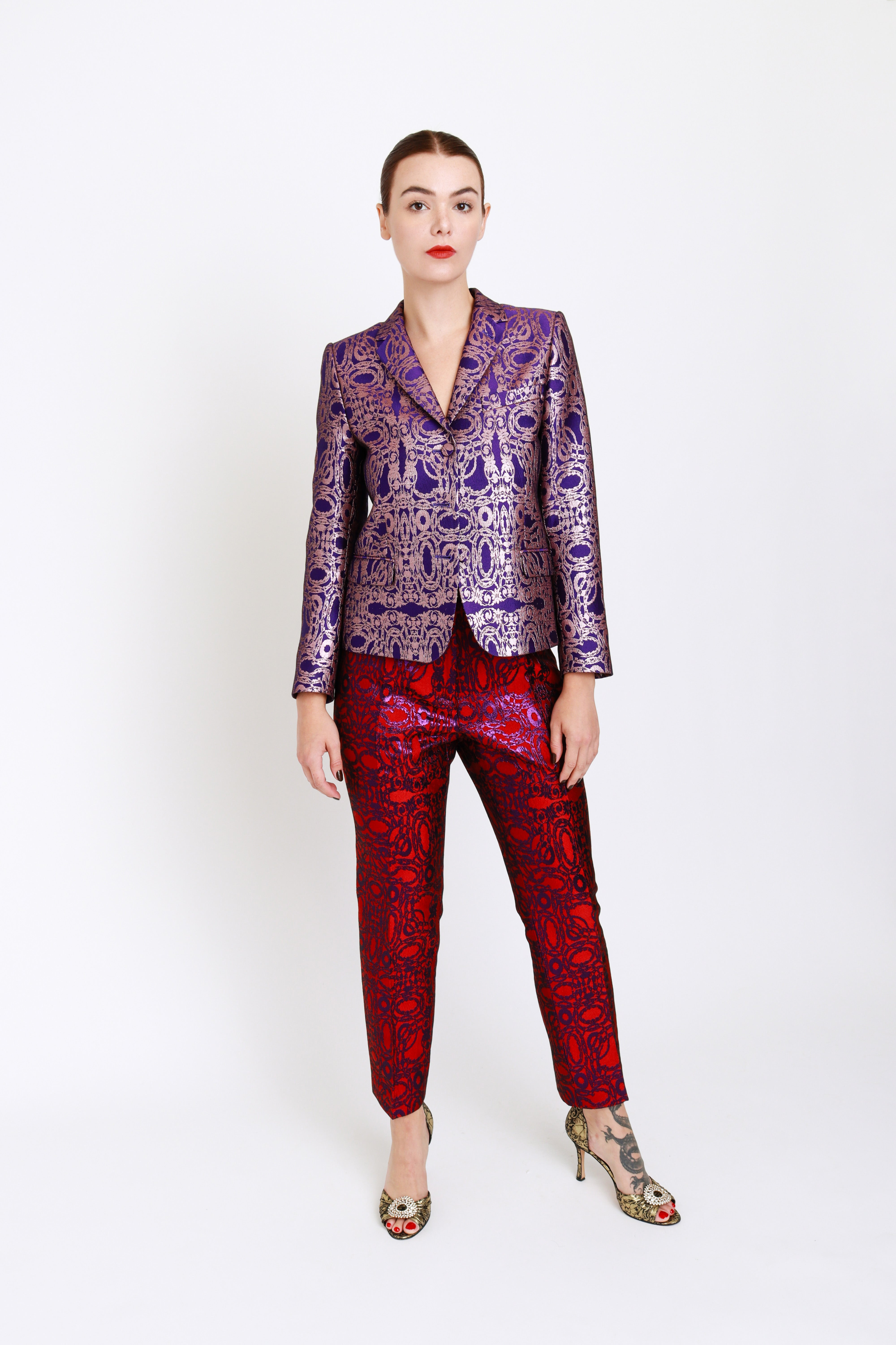 Dries Van Noten Metallic Brocade Pant on model @recess la