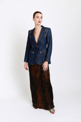 Vintage Patricia Lester Long Pleated Silk Skirt on model @recess la