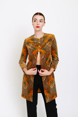 Vintage Leo Narducci Velvet Mandala Paisley Coat on model @recess la