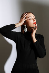 Vintage Ribbed Rhinestone Teardrop Earrings on model @RECESS LA