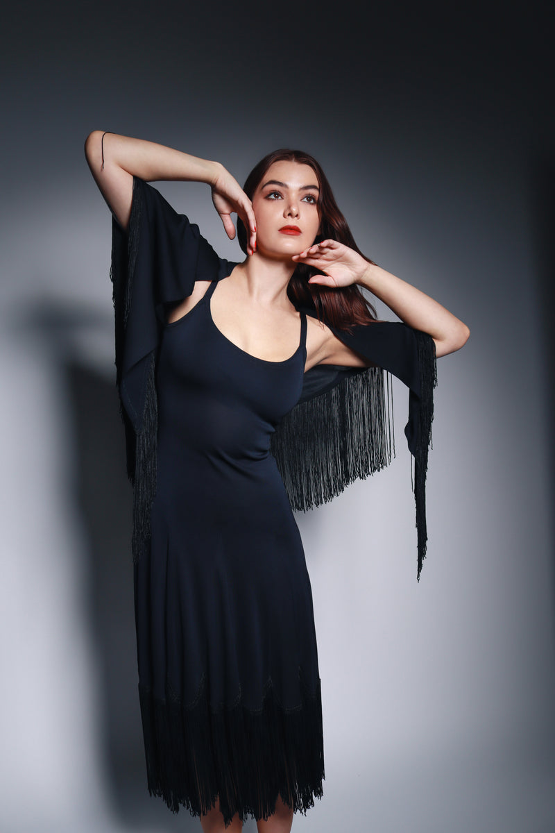 Ayako Fringe Shawl & Dress Set model @RECESS LA