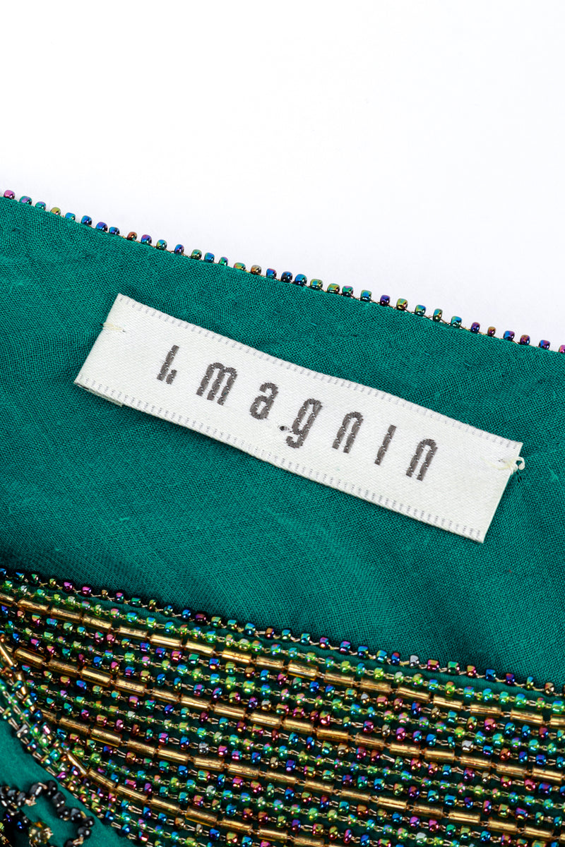 Vintage I.Magnin Beaded Stripe Shift Dress label @recess la