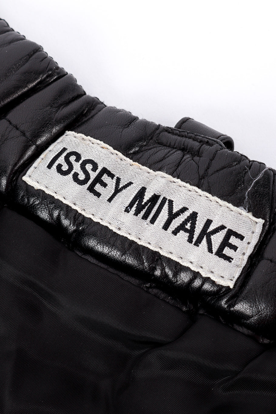 Vintage Issey Miyake Quilted Leather Mini Skirt signature label @recess la