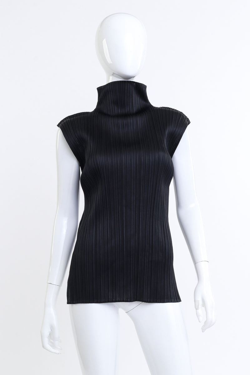 Issey Miyke Plissé Sleeveless Turtleneck Top on mannequin @RECESS LA