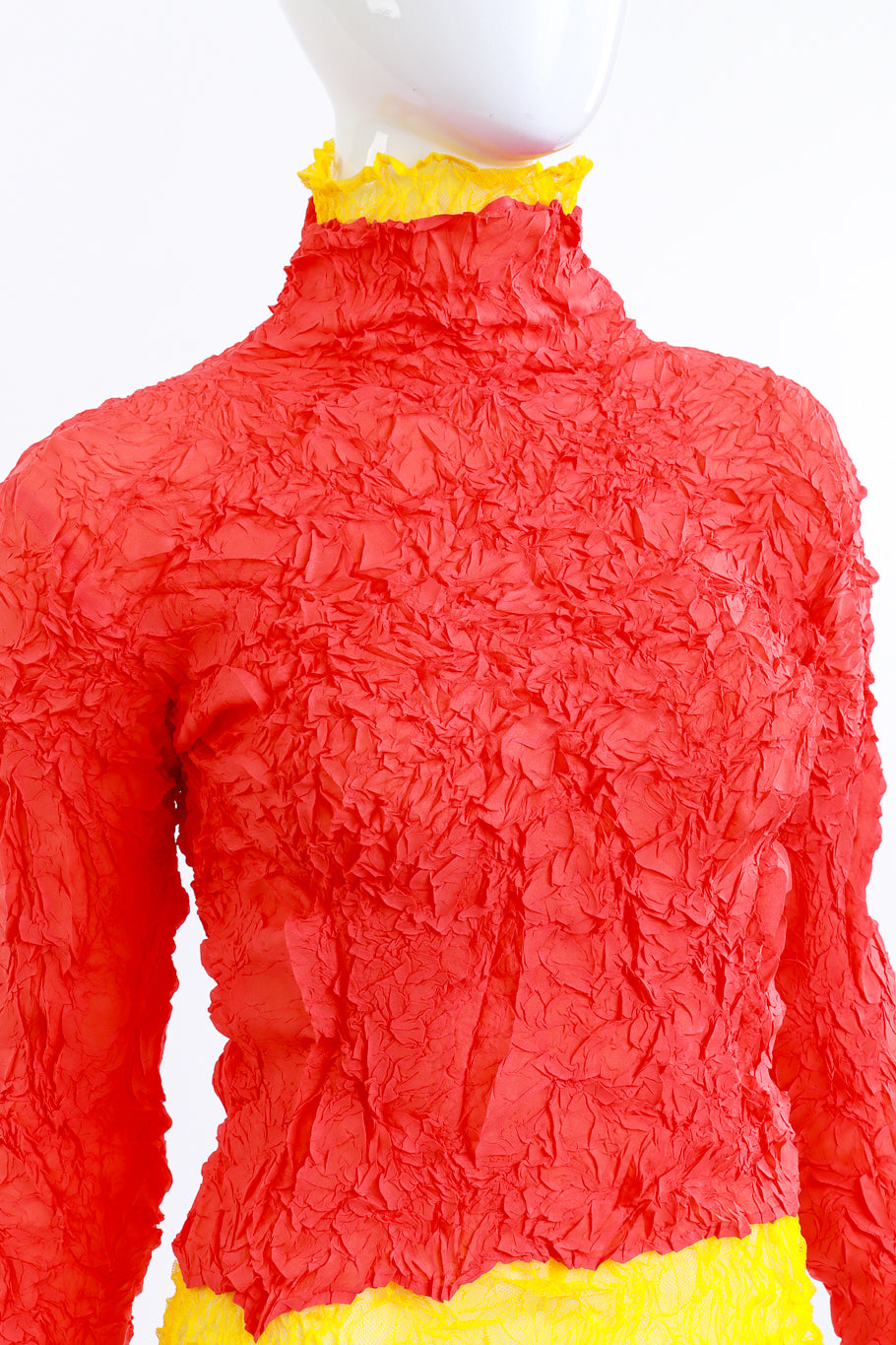 Issey Miyake Wrinkle Fishnet Duotone Turtleneck on mannequin @RECESS LA