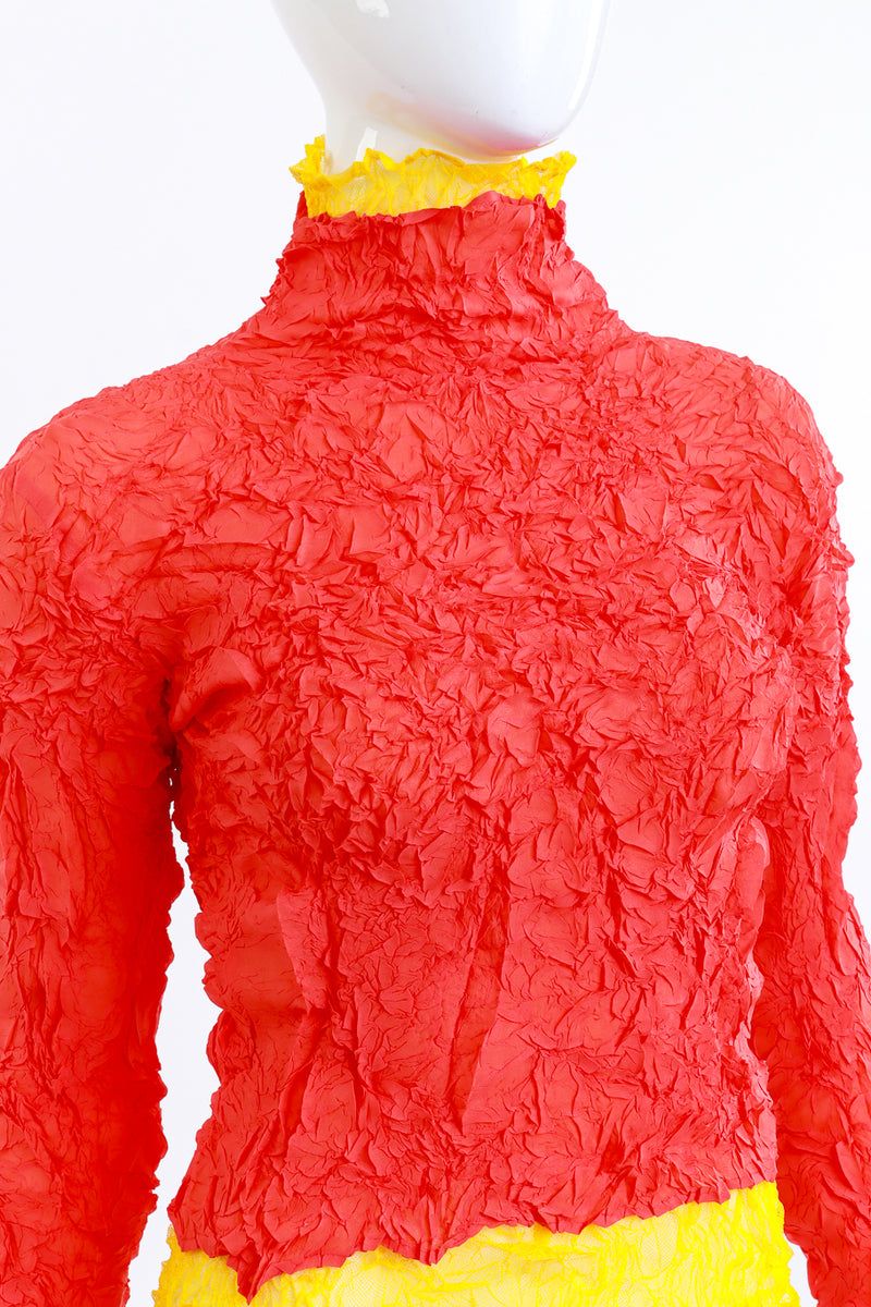 Issey Miyake Wrinkle Fishnet Duotone Turtleneck on mannequin @RECESS LA