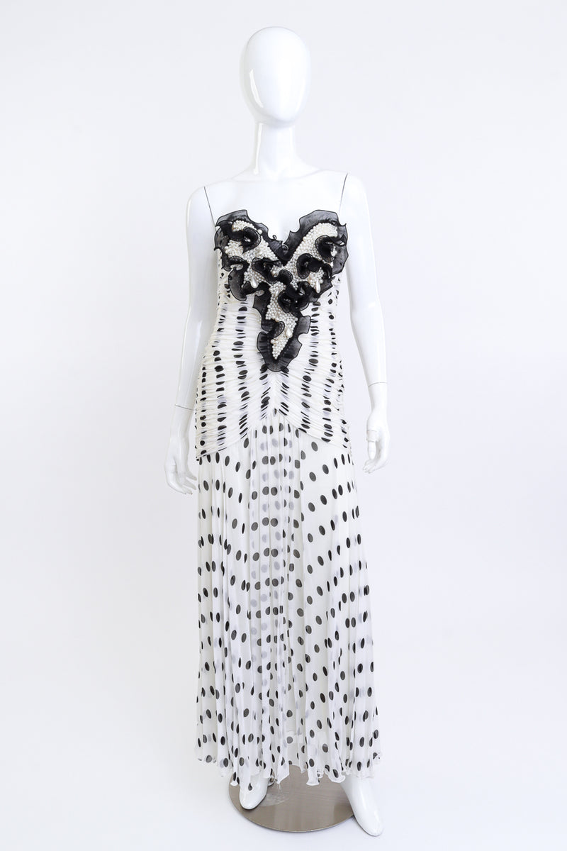 Vintage Isabelle Allard Pearl Cluster Polka Dot Dress front on mannequin @recess la