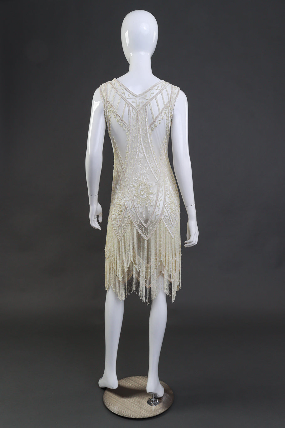 Pearl White Bead & Sequin Flapper Dress on mannequin @RECESS LA