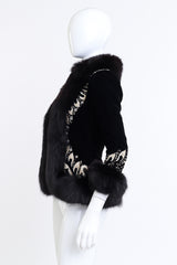 Vintage Jean Louis Scherrer Beaded Fur Trim Velvet Jacket side on manenquin @recess la