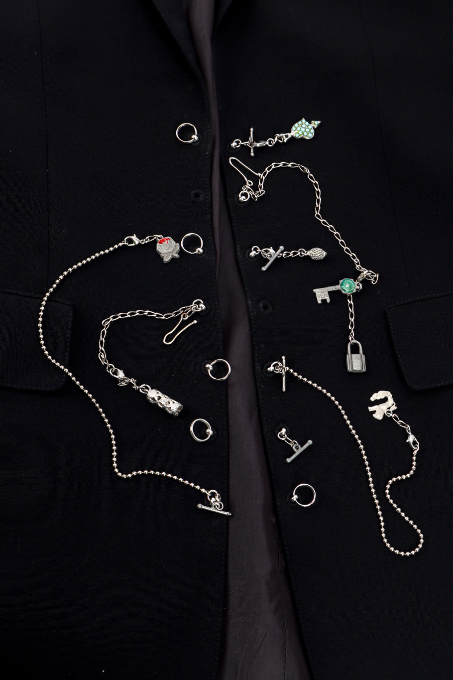 Jean Paul Gaultier Femme Piercing & Chain Blazer chain charms closeup @recessla