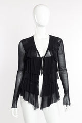 Jean Paul Gaultier Tiered Ruffle Mesh Cardigan front view on mannequin @recessla