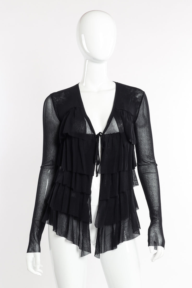 Jean Paul Gaultier Tiered Ruffle Mesh Cardigan front view on mannequin @recessla