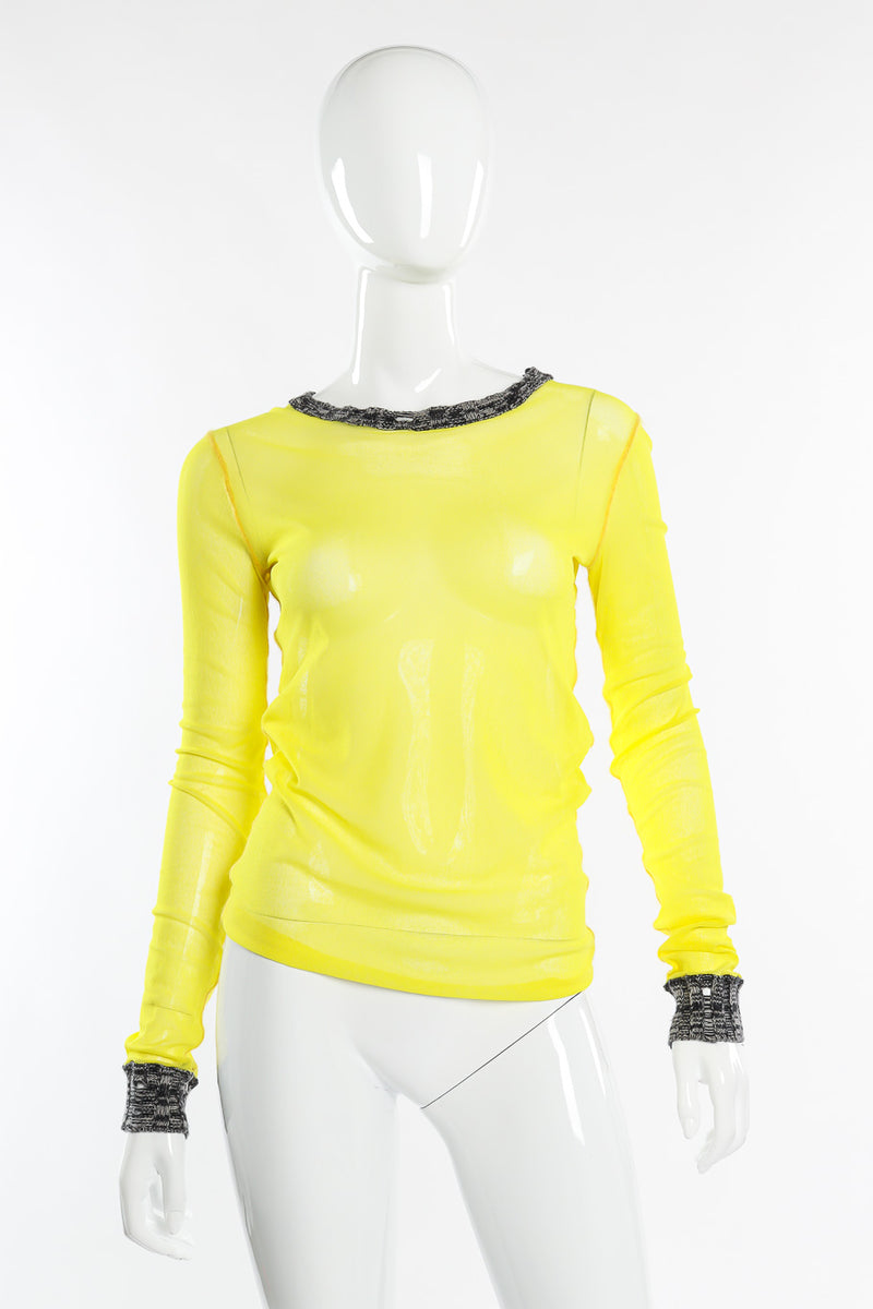 Jean Paul Gaultier Neon Mesh Long Sleeve front view on mannequin @Recessla