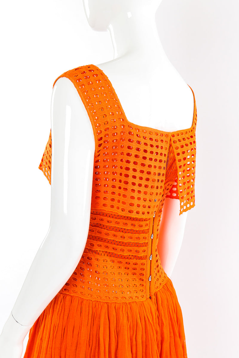 Corset dress by Jean Paul Gaultier on mannequin shoulder close  @recessla