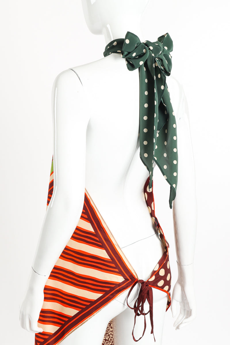 Silk Halter Scarf Wrap Top by Jean Paul Gaultier on mannequin back angled close @recessla