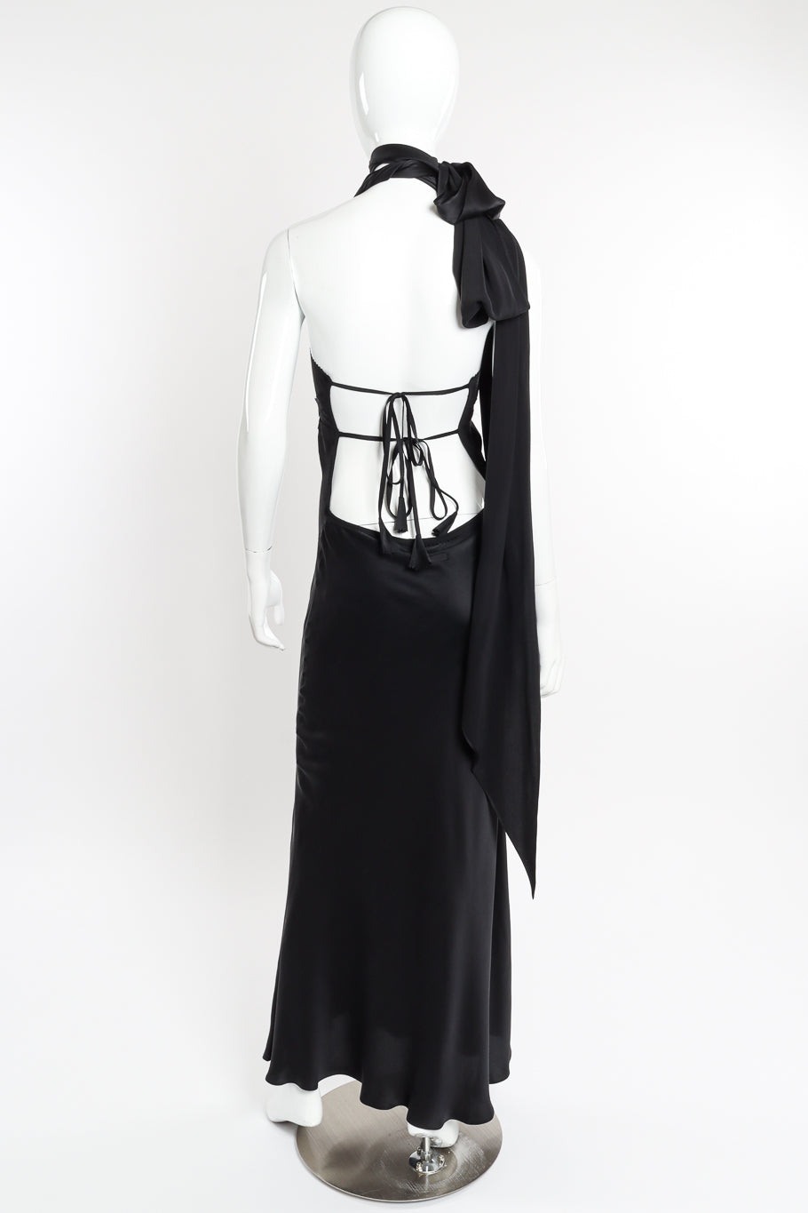 Silk Tie Halter Dress by Jean Paul Gaultier on mannequin back @recessla