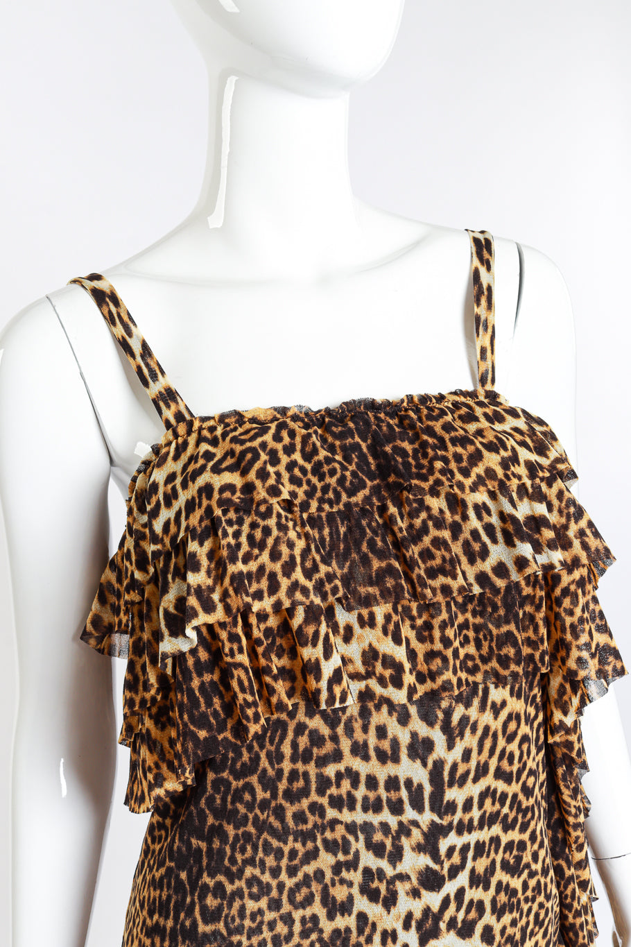 Gaultier Leopard Print Ruffle Dress detail on mannequin @RECESS LA