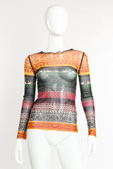 Tribal Mesh Long Sleeve Top by Jean Paul Gaultier on mannequin @recessla