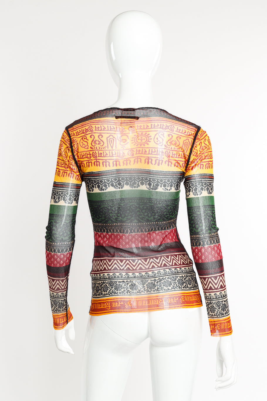 Tribal Mesh Long Sleeve Top by Jean Paul Gaultier on mannequin back @recessla