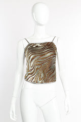 Vintage Janice Wainwright Metallic Burnout Jacket and Tank Set tank front on mannequin @recessla