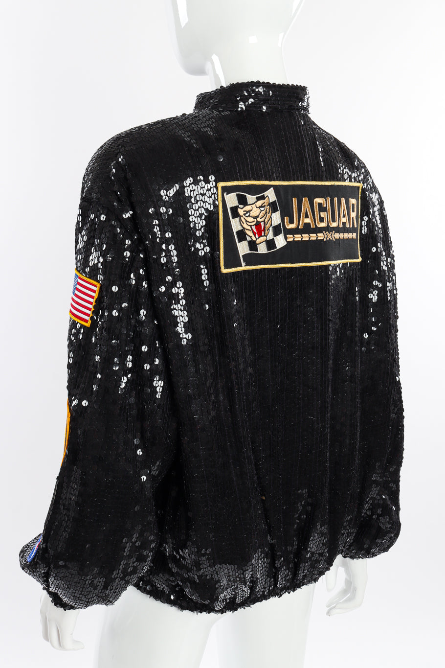 Vintage Sequined Formula 1 Bomber II back on mannequin closeup @recessla