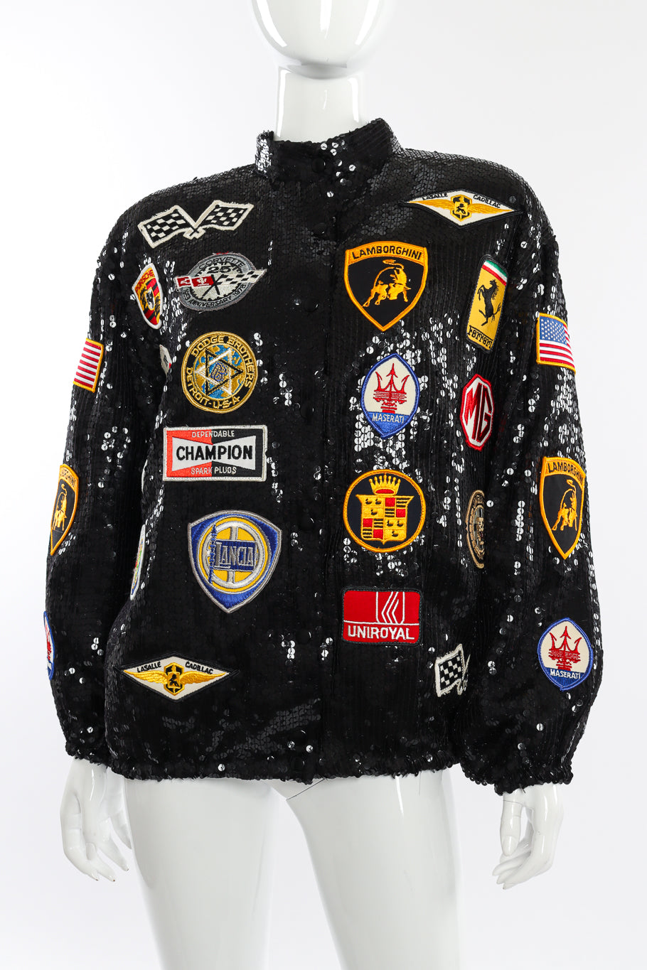 Vintage Sequined Formula 1 Bomber II front on mannequin @recessla